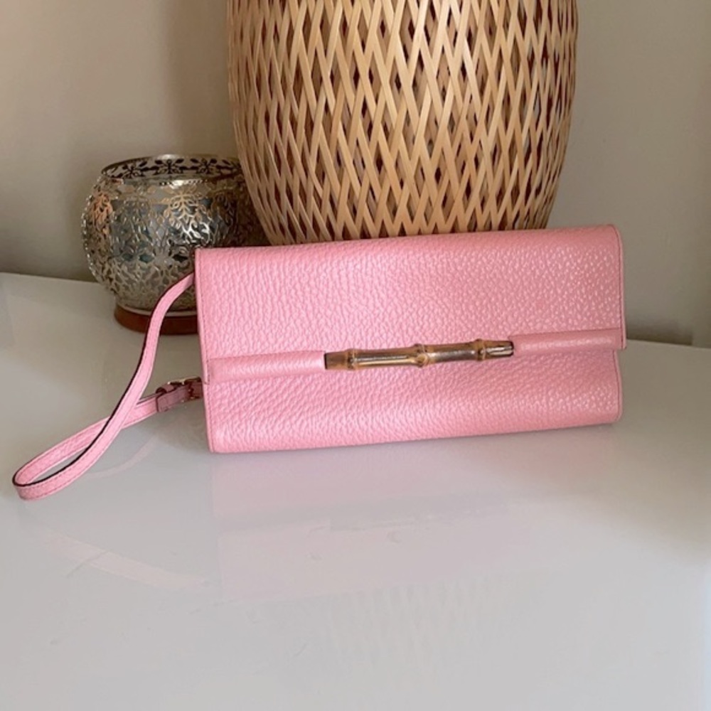 Gucci Leather Bamboo Clutch / Shoulder Bag